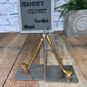 Vintage penco Golf Book Ends Golf Club metal